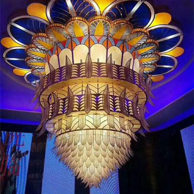 China Modern Hotel Lobby Club Custom Stained Glass Flowers In The Form Of Ceiling Lights for sale