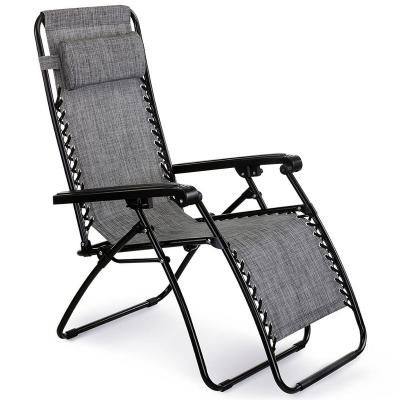 China Webbed Modern Metal Folding Garden Chair Convertible Lounge for sale