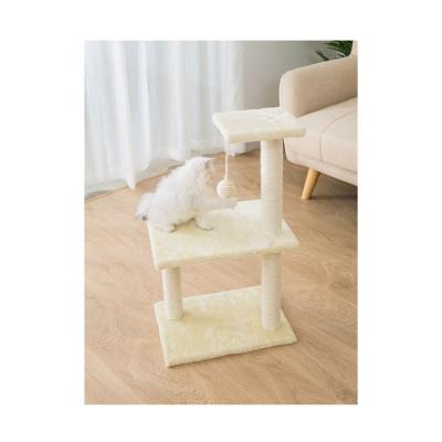 China Viable Tower Cat Tree Climbing Frame Toy Wooden Cat Tree Scratching Post Cat Scratcher for sale