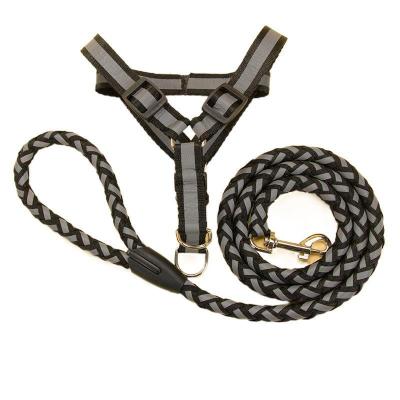 China Durable Hot Selling Nylon Braided Reflective Mountaineering Hemp Rope Dog Leash With Harness For Small Teddy Dog for sale