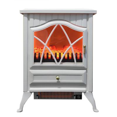 China Modern Luxury Hot White Modern Luxury Free Standing Small Flame Indoor Stylish Decor Household Electric Fireplace Electric Fireplace With Heater for sale