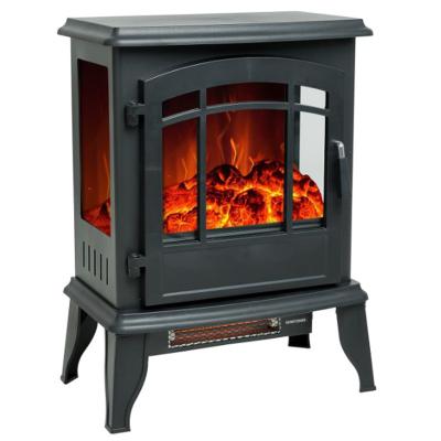 China Luxury Modern Decorative 3 Side View Small Freestanding Safe Electric Fireplace With Log And Resin Legs for sale