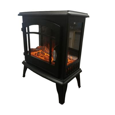 China Black Classic Portable Simple Single Free Standing Hotel Design 3 Black Hotel Side View Electric Fireplace On The Floor for sale