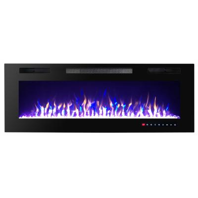 China Brand New Customized Hotel Design Modern Ultra Thin Wall Mounted Recessed Electric Fireplace With 3d Led Decor Flame for sale