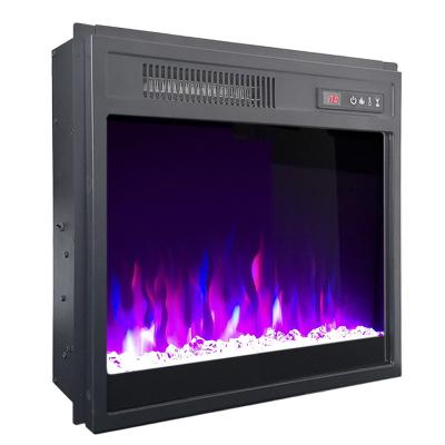 China Small decorative flat tempered glass rv 28 inch wall insert electric fireplace durable use with 3d led fire box flame efecto for sale