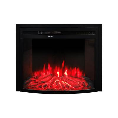 China Hotel 9 Colors High Efficiency Household Curved Glass Black Insert Electric Fireplace With Brick Wall Effect for sale