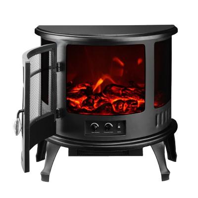 China Hotel Retro Portable 3d Led Fire Flame Realistic 3 Sided Mini Small Freestanding Half Round Electric Fireplace For Indoor for sale