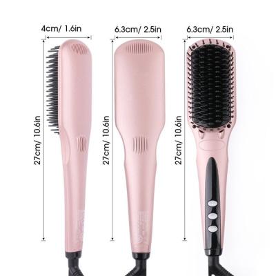 China Mini Hair Straightener Brush Rebonding Hotel Portable Nano Fast Straightener Cream Ceramic Steam Straightening Hair Brush for sale