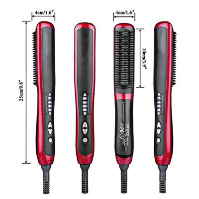 China Wholesale Hotel Manufacturer Electric Beard Straightener Brush 5 Speed ​​Heating Setting Men Women Portable Hair Straightener Brush for sale