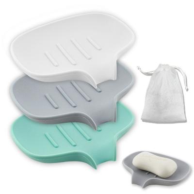 China Travel Eco-Friendly Traditional Kitchen Bathroom Natural Shower Drying Silicone Soap Tray for sale