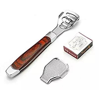 China Convenience.pedicure Foot File Foot Care Pedicure Callus Razor Hard Skin Remover Wooden Handle 10 Blades for sale