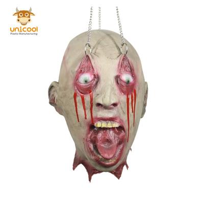 China 2021 Halloween Mask Hot Sale Factory Price Creepy Props Halloween Party Mask Scary Decoration Hanging Zombie Head for sale