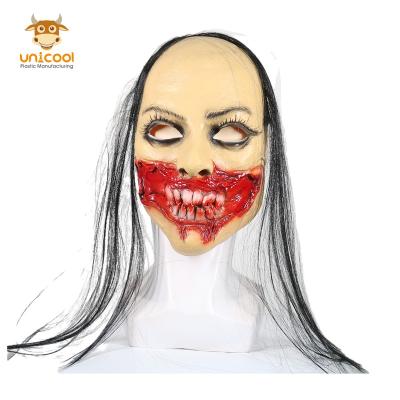 China Hot Sale Latex Scary Mask Female Long-haired Women Creepy Halloween Face Mask for Cosplay Parties for sale