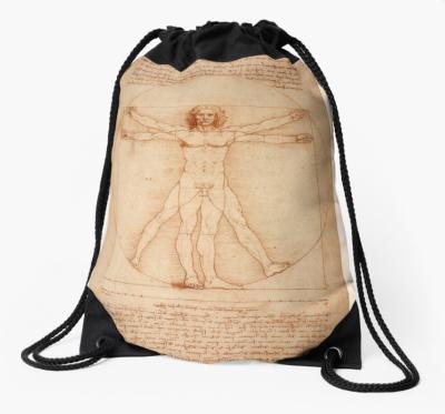 China Leonardo da Vinci Drawstring Backpack Polyester Anti-theft Mesh Bag Buying Size Large for sale