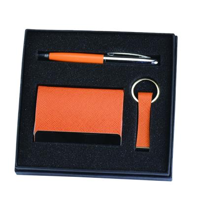 China Agriculture Souvenir Items Promotional Gift Box Set Leather Key Chain And Pen Crafts Gift Set for sale