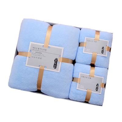 China Custom Compressed Coral Fleece Bath Towel Gift Set Absorbent Towel Gift Set With Memories for sale