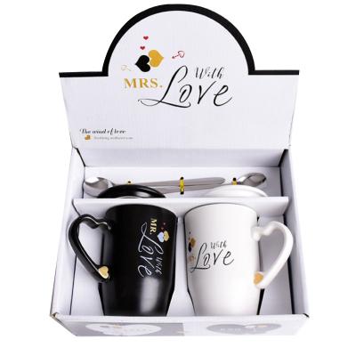 China Marble Gift Ceramic Coffee Mug Mr. and Mrs. Mug Set Farming Lovers Gift Set for Couples, Wedding for sale