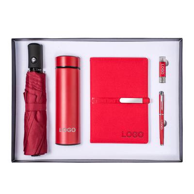 China Agriculture New Business Stationery Luxury Gift Sets Umbrella Notebook Pen USB Gift Set Gift Custom Logo for sale