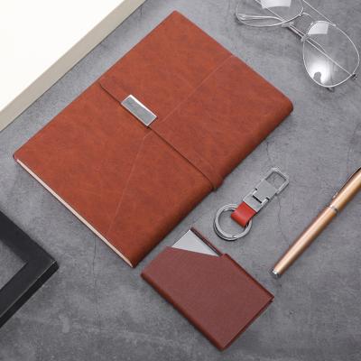 China Wholesale promotional high quality a5 agriculture PU leather notebook and name card pen business gift set for sale