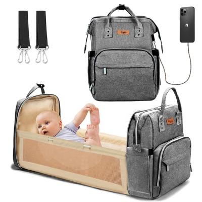 China With USB Upgraded Diaper Bag Waterproof Diaper Bag Multifunctional Fashion Version Double Shoulder USB Mom Bag Wholesale for sale