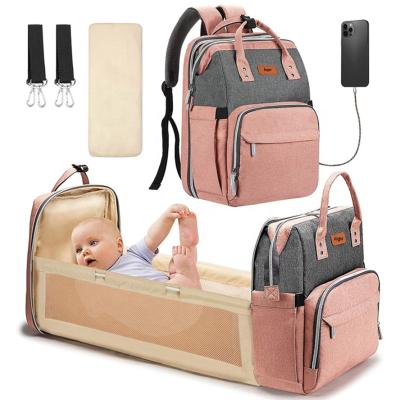 China With USB Upgraded Diaper Bag Waterproof Diaper Bag Multifunctional Fashion Version Double Shoulder USB Mom Bag Wholesale for sale