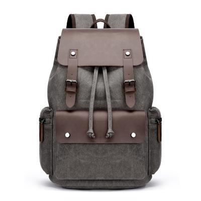 China Laptop backpack in stock outdoor wholesale custom vegan cycling vintage backpacks black washed canvas unisex backpack for men for sale