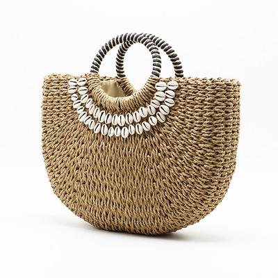 China High Quality Fashion Moon Summer Handmade Bags Beach Tote Straw Rattan Bag Outdoor Women Shape Shopping Large for sale