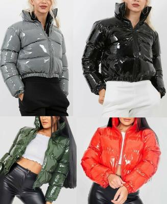 China Factory Hot Sale Ladies Breathable Bubble Down Coat Womens Vinyl Stripper Short Winter Shiny Coats For Women for sale