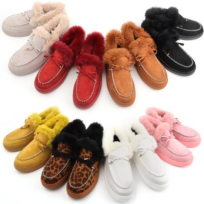 China Hot Wholesale New Designer Factory Designer Women's Shoes Faux Fur Outdoor Fluffy Moccasins For Ladies for sale