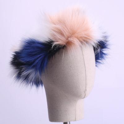 China Women Warm Fluffy Hair Band Faux Fox Fur Headband 2021 Ladies Kids Rainbow Winter Warmer Breathable Gift Wholesale for sale