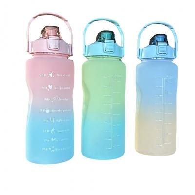 China Custom Reusable Wholesale Viable Logo Sports Travel Clear Motivational Plastic Motivational Water Bottle Botellas De Agua Square for sale