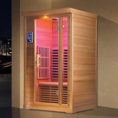 China Dry Solid Wood Far Infrared Computer Control Panel Weight Loss Sauna Room for sale