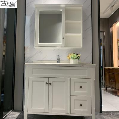 China Acid Resistant Modern Simple Vanity Wash Basin Bathroom Cabinets With Mirror for sale