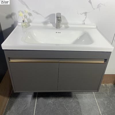 China Acid Resistant Modern Bath Waterproof Wooden Wall Mounted Bathroom Vanity / Single Sink Bathroom Cabinets for sale