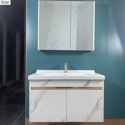 China Acid Resistant Modern Vanity Bathrom Cabinet Hanging Furniture Above Countertop Ceramic Sink Mirror Cabinets Wall Hung Bathroom Vanities for sale