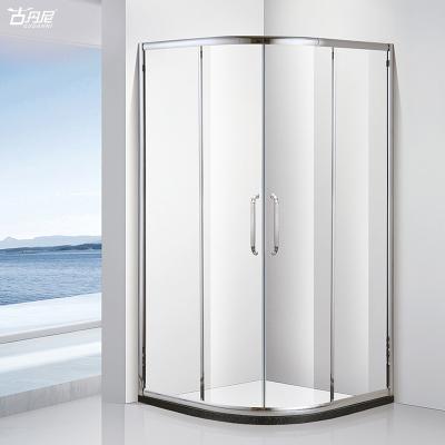 China Minimalist Hotel Use Two Door Two Enclosure Corner Fixed Shower Slide Enclosure for sale