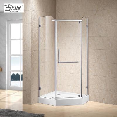 China Modern Shower Rooms Compartment Enclosure Diamond Form Two Fixed Panels Pivot Door for sale