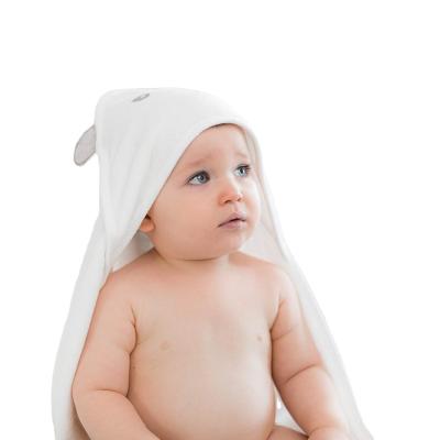 China QUICK DRY White Bamboo Fiber Baby Bath Towel 500 GSM Hooded Bathrobe for Toddler and Baby Kids for sale