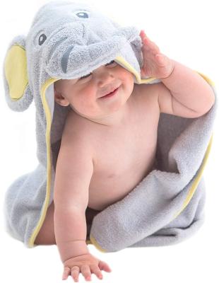 China Custom Design 500GSM High Quality Animal Super Absorbent Baby Hooded Luxury Bamboo Towels Set QUICK DRY Elephant for sale