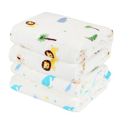 China Wholesale Disposable Factory Style New Muslin Printed Custom Design Cotton Baby Bath Towel for sale