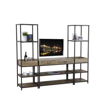 China JUSTHOME Style Industrial Rustic Metal Frame Furniture Large MDF Wooden Storage Rack Display Stand XJH-1164 for sale