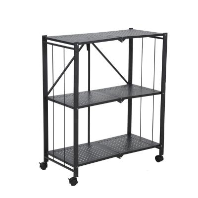 China Collapsible Folding Shelf Beams Metal Shelves For Living Room 3 Tires Shelf For Study Room for sale