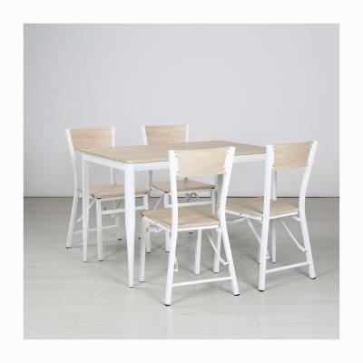 China XJH Simple Design Extendable Modern Metal and Wood MDF Dining Room Furniture Dining Table Set and 4 Chairs for sale