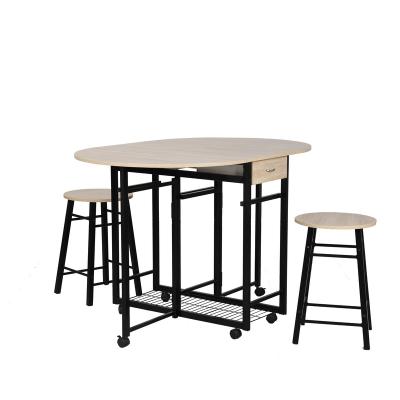 China JUSTHome industrial design rustic dining table home restaurant foldable kitchen and 2 chairs resonating table 2chairs set for sale