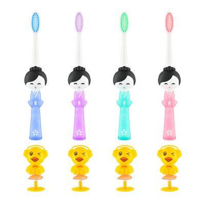 China Jadeu 8601 High Quality Cartoon Plastic Children's Soft Bristle Soft Bristle Children With Toy Tooth Brush Toothbrush for sale