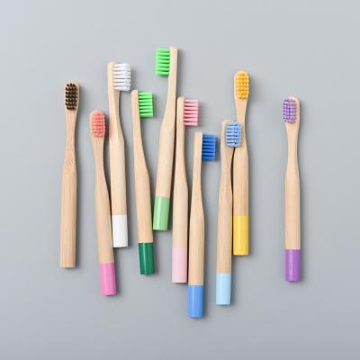 China Jadeu DMSB11 High Quality Natural Bamboo High Quality Column Bamboo Kids Kids Soft Bristle Natural Multiple Colors Toothbrush Eco-Friendly Toothbrush for sale