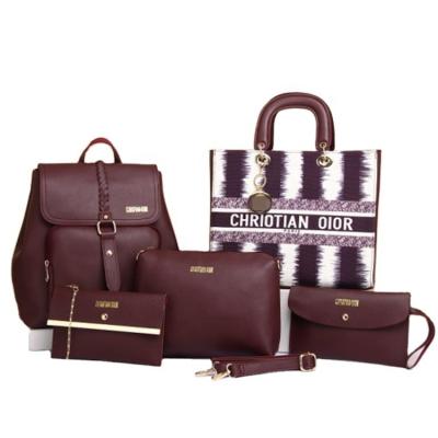 China Fashion Ladies Handbags School Bag Large Sets 5 Piece Fancy Pattern Handbag Woman Complete Fashionable for sale