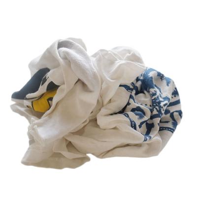 China Industrial Use Wiping Oil Absorbent Bulk Wholesale White T-shirts Print Cotton Rags HFT02-P for sale