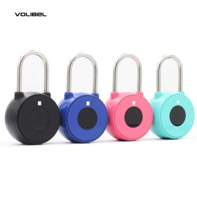 China Bag Anti-theft Padlock/Wooden Blue Waterproof Portable Door Smart Tooth Padlock Security Fingerprint Lock For Suitcase And Bag for sale