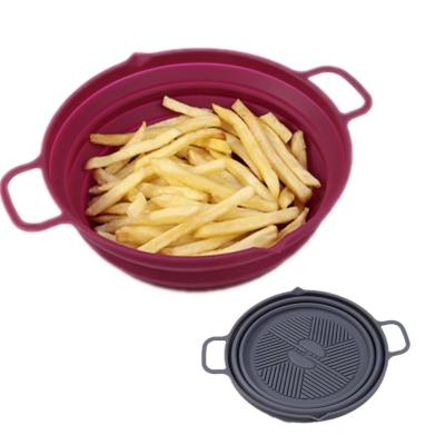 China Silicone Safe Viable Reusable Pot Air Fryer Food Dishes and Pans Tray Non Stick Air Fryer Basket Silicone Airfryer Liners Baking Mat for sale